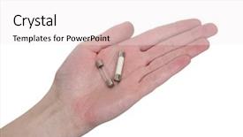  Presentation with female - PPT theme with encapsule - female hand with two fuses background and a white colored foreground