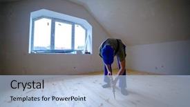  Presentation with floor - Theme enhanced with encapsule - wooden floor varnished worker background and a light blue colored foreground