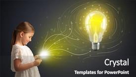  Presentation with enchanted - Cool new presentation theme with enchanted - adorable girl working on tablet backdrop and a dark gray colored foreground