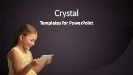  Presentation with sad girl dark - Colorful presentation theme enhanced with enchanted - adorable little girl using tablet backdrop and a  colored foreground