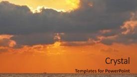  Presentation with sea water - Theme with enchanted - enchanting sunset on mediterranean sea background and a red colored foreground