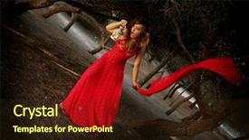  Presentation with fairy tale - PPT theme featuring enchanted forest - lost frightened woman background and a wine colored foreground