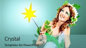  Presentation with enchanted - PPT theme with enchanted forest - portrait of a dreamy fairy background and a seafoam green colored foreground