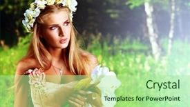  Presentation with enchanted - Colorful presentation design enhanced with enchanted forest - portrait of a dreamy fairy backdrop and a mint green colored foreground