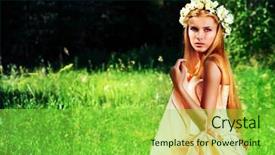  Presentation with enchanted forest - Presentation theme featuring enchanted forest - portrait of a dreamy fairy background and a seafoam green colored foreground