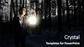  Presentation with lantern - Colorful PPT theme enhanced with enchanted forest - young pretty businesswoman with lantern backdrop and a black colored foreground