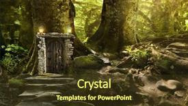  Presentation with enchanted forest - Beautiful theme featuring enchanted world - great mysterious forest backdrop and a tawny brown colored foreground