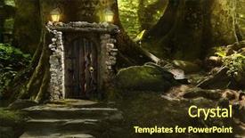  Presentation with enchanted forest - Colorful presentation theme enhanced with enchanted world - great mysterious forest backdrop and a wine colored foreground