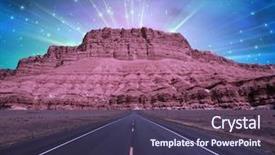  Presentation with enchanted - Beautiful slides featuring enchanted world - road to mountain backdrop and a tawny brown colored foreground