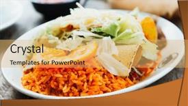  Presentation with recipe - PPT theme featuring enchiladas - enchilada with tomato rice background and a  colored foreground