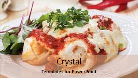  Presentation with mexican chili - Slide set enhanced with enchiladas - mexican enchilada dish with tortilla background and a coral colored foreground