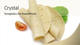  Presentation with tortilla - Colorful slide set enhanced with enchiladas - wholewheat tortilla wraps isolated backdrop and a  colored foreground