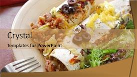  Presentation with salad - Colorful slide deck enhanced with enchiladas with salad melting cheese backdrop and a  colored foreground