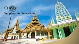  Presentation with shwedagon - Cool new slides with encirclement - beautiful gold temple pavilion encircling backdrop and a light blue colored foreground