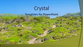  Presentation with going green - Audience pleasing presentation design consisting of encirclement - cami de cavalls walking path backdrop and a light blue colored foreground