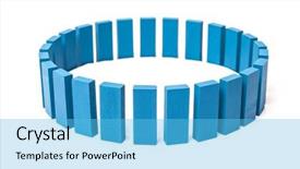  Presentation with colour blocking building blocks - Colorful slides enhanced with encirclement - circle out of blue blocks backdrop and a  colored foreground
