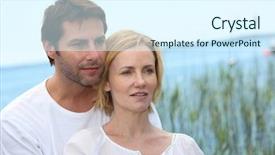  Presentation with blue - PPT layouts featuring encirclement - couple posing in front background and a  colored foreground