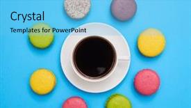  Presentation with coffee cup - Presentation design having encirclement - cup of aroma coffee encircled background and a light blue colored foreground