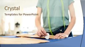  Presentation with paper cutting - Colorful presentation design enhanced with encirclement - female professional tailor encircling paper backdrop and a cream colored foreground