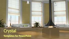  Presentation with interior - Amazing PPT theme having encirclement - home interior 3d rendering backdrop and a  colored foreground