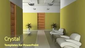  Presentation with interior design office - Cool new presentation theme with encirclement - interior of the corridor backdrop and a violet colored foreground