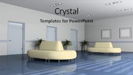  Presentation with office room - Presentation design consisting of encirclement - reception room in office 3d background and a  colored foreground