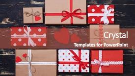  Presentation with greeting card - Theme having encirclement - top view of two red background and a red colored foreground