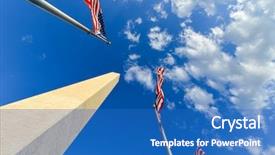  Presentation with united states and flag and eagle - Slide set consisting of encirclement - us flags encircling washington monument background and a teal colored foreground