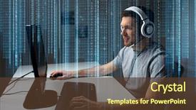  Presentation with entertainment - Slide deck having encode - technology gaming entertainment let's play background and a tawny brown colored foreground