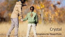  Presentation with safari - Slides enhanced with encounter - family of mother and child background and a coral colored foreground