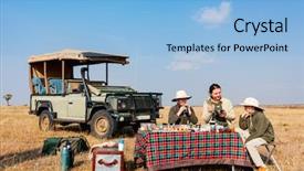  Presentation with safari - Slides featuring encounter - family of mother and kids background and a light blue colored foreground