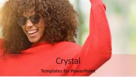  Presentation with american energy - Audience pleasing presentation design consisting of encouragement - african american woman wearing sunglasses backdrop and a red colored foreground