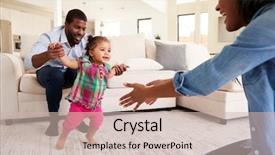  Presentation with steps - Audience pleasing presentation design consisting of encouragement - family at home encouraging baby backdrop and a soft green colored foreground