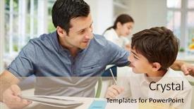  Presentation with using digital tablet - Beautiful PPT theme featuring nice couple in the room with the decorated christmas tree backdrop and a gray colored foreground