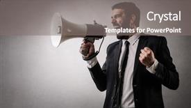  Presentation with fierce - Cool new theme with encouragement - fierce employee with a megaphone backdrop and a gray colored foreground