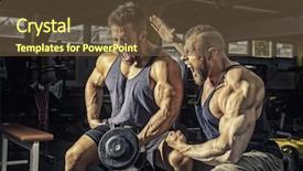  Presentation with gym - Audience pleasing PPT theme consisting of encouragement - image of two men backdrop and a tawny brown colored foreground