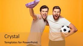  Presentation with foam - Amazing theme having encouragement - portrait of a two screaming backdrop and a gold colored foreground