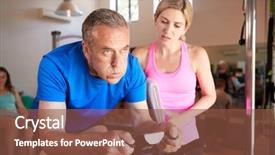  Presentation with cycling - PPT theme with encouragement - senior man exercising on cycling background and a tawny brown colored foreground