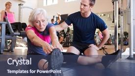  Presentation with being a single woman - Audience pleasing PPT layouts consisting of encouragement - senior woman exercising in gym backdrop and a ocean colored foreground