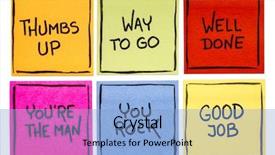  Presentation with done - Cool new PPT theme with encouragement - way to go good job backdrop and a light blue colored foreground