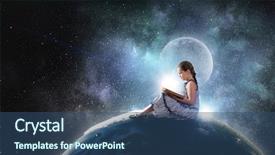  Presentation with girl reading - Presentation theme having encyclopedia - beautiful girl reading book mixed background and a ocean colored foreground