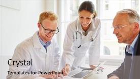  Presentation with physician - Amazing PPT theme having encyclopedia - patient with physician and doctor backdrop and a soft green colored foreground