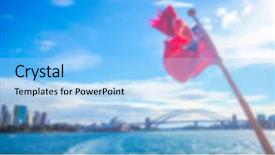  Presentation with abstract red - Slide set consisting of end course - abstract blur red flags background and a light blue colored foreground