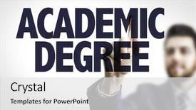  Presentation with academic - Amazing slide deck having end course - business man pointing the text backdrop and a white colored foreground