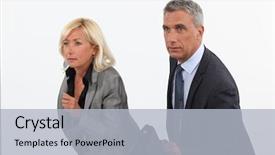  Presentation with ready - Slides featuring end course - businessman and businesswoman ready background and a  colored foreground