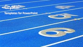  Presentation with stadium - Presentation theme having end course - numbered stadium track lanes background and a cobalt blue colored foreground
