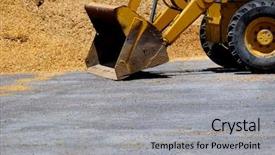 Presentation with heavy equipment - Audience pleasing PPT layouts consisting of earth end - heavy equipment backhoe or bulldozer backdrop and a light gray colored foreground