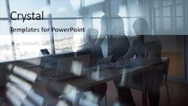  Presentation with team together everyone achieves more - PPT layouts featuring end end process - business team working together behind background and a light blue colored foreground