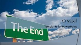 Presentation with end - PPT theme featuring end green road sign background and a light blue colored foreground