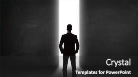  Presentation with tunnel - Cool new slides with end life - business person looking at wall backdrop and a dark gray colored foreground